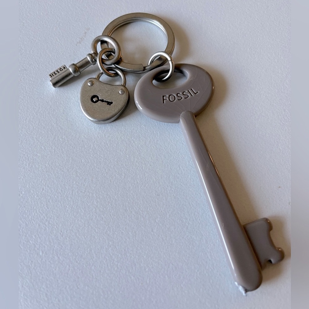 Fossil Metal Lock & Key and gray charm key